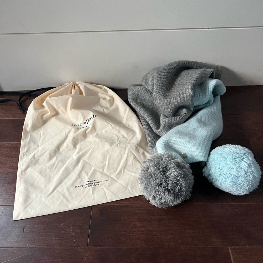 Kate Spade Pom Pom Scarve and Reusable Bag